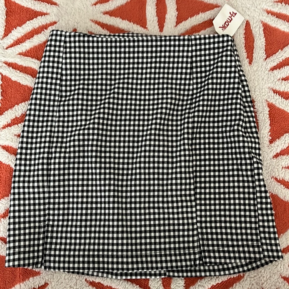 plaid black and white pencil skirt